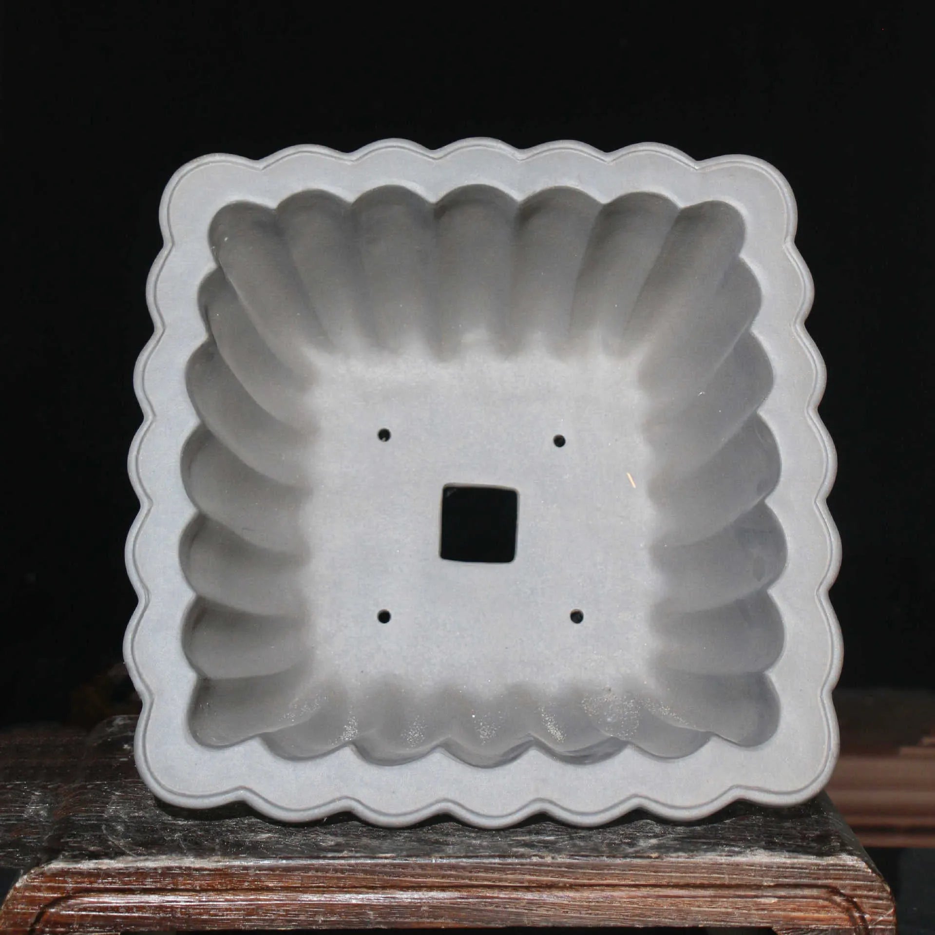 Square purple sand ceramic bonsai pot with 37cm diameter and classical design