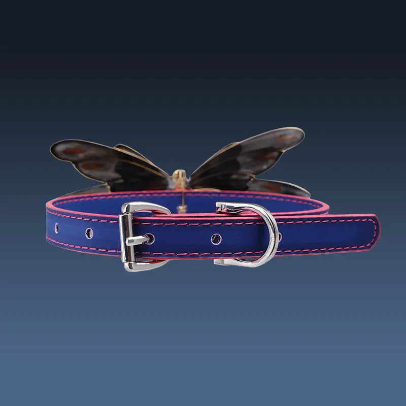 Purple temperature change butterfly rhinestone collar necklace with colour-changing alloy pendant