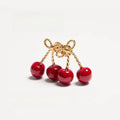 Red alloy cherry earrings for women simple geometric fruit shape eardrops colour ED2528