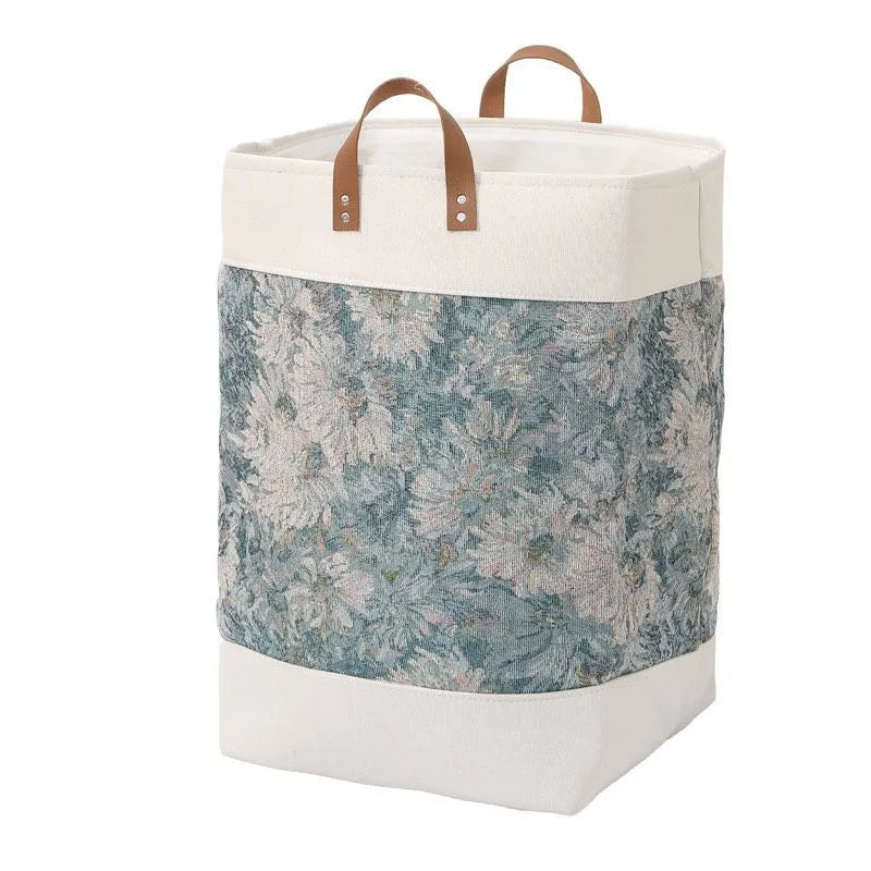Fabric storage bag measuring 35x35x55cm in colourful bear pattern for clothes and quilt organisation.
