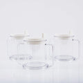 Transparent spill-proof drinking cup with solid colour finish and modern design