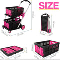 Foldable shopping cart with a double-layer plastic basket, shown in a choice of blue, purple, pink, or red colours.