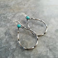 Bohemian style geometric circle earrings with vintage turquoise design in antique silver alloy metal