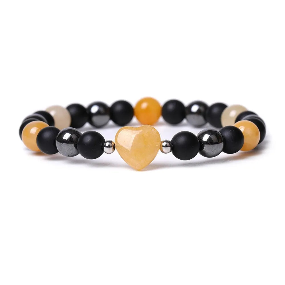 Lvdongling Tigereye hand-cut peach heart geometric stone bracelet with moon and planet charms