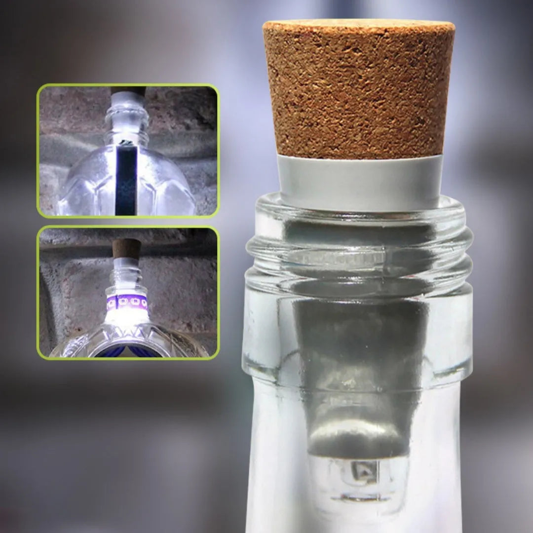 Plastic rechargeable LED luminous bottle cap cork light for decoration.