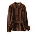 Retro loose-fit caramel mocha cashmere coat with leather trim and a Peter Pan collar