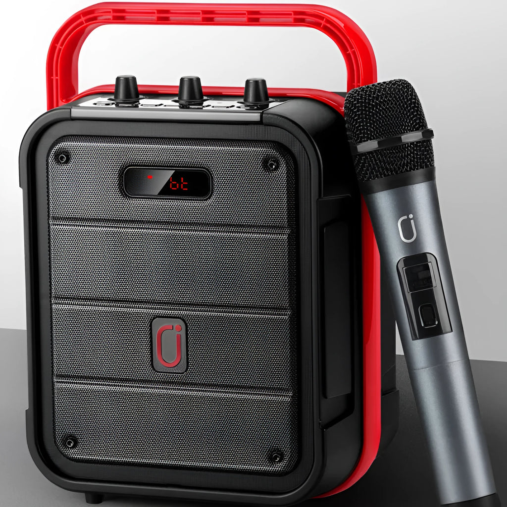 MS62AI portable Bluetooth karaoke speaker with wireless microphone in plastic construction