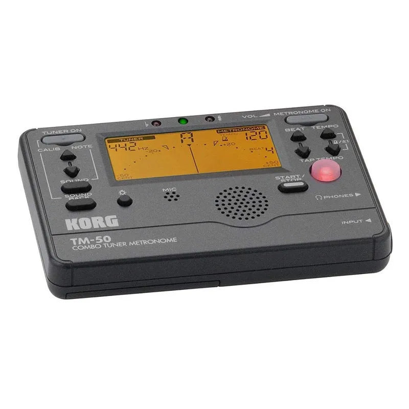 TM-60 universal metronome tuner with plastic shell, tempo display, and control buttons for musical timing practice