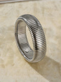 Women's elastic titanium steel bracelet with vertical stripe ring design in gold finish