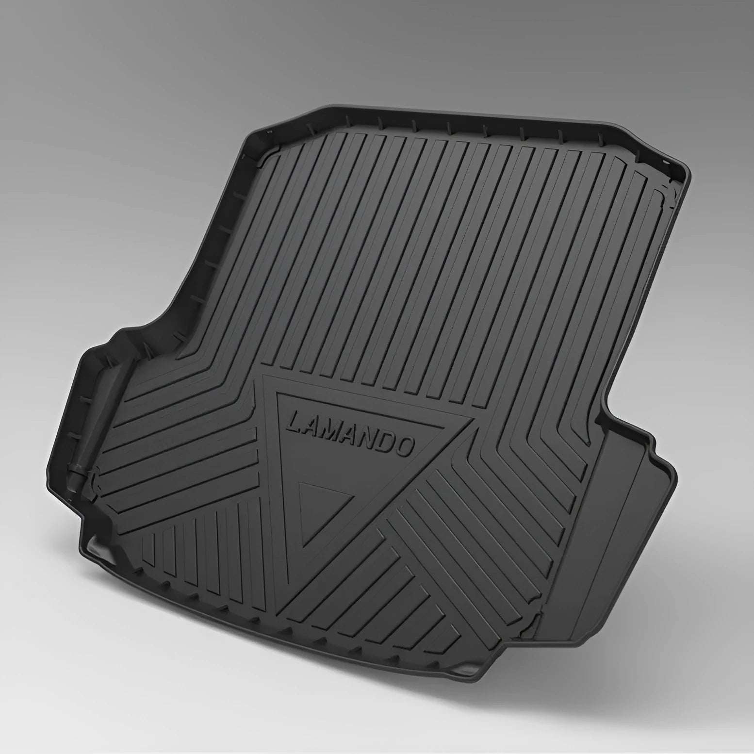 Black carbon fibre pattern TPE car trunk protector mat for vehicle boot floor.