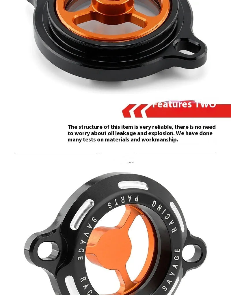 Transparent aluminium alloy oil filter cover for KTM DUKE motorcycles