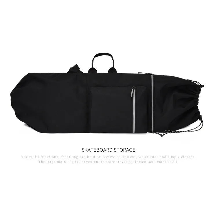 Lightweight nylon skateboard bag in camouflage colour with a large main compartment.