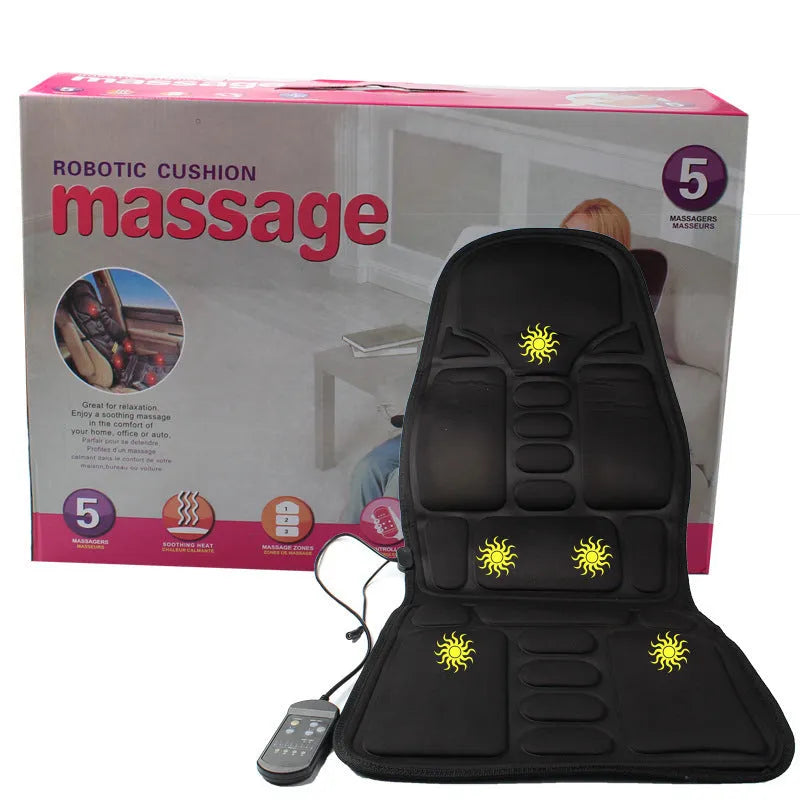 Black electric heating massage mat with infrared physiotherapy function and adjustable speed control