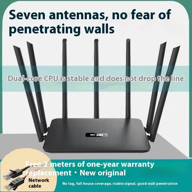 Black and white dual-band 5G router with multiple antennas for whole-home WiFi coverage