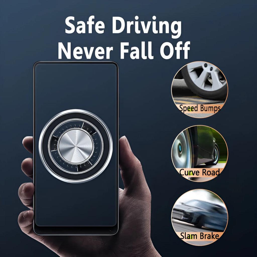 Black air vent magnetic phone holder mounted in car