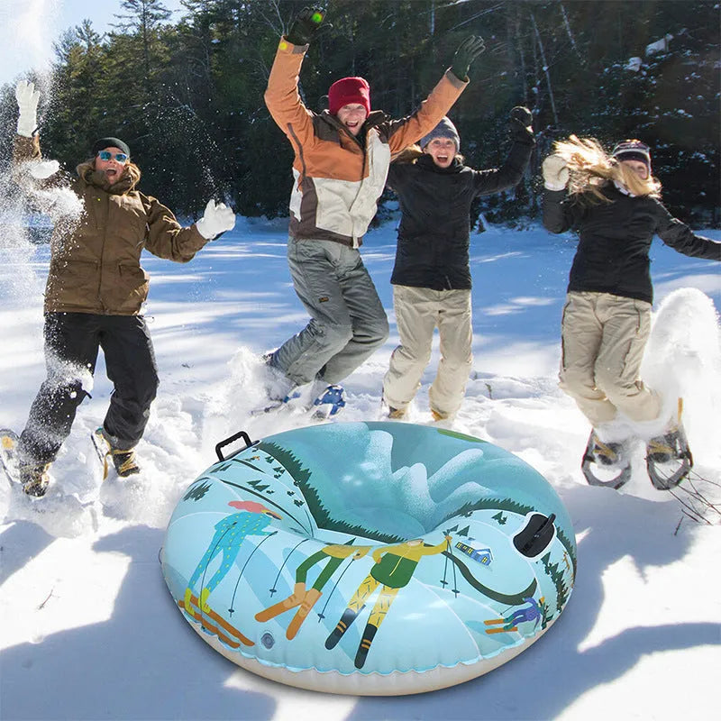 Colourful PVC ski ring toy with printed winter designs for children's outdoor snow play