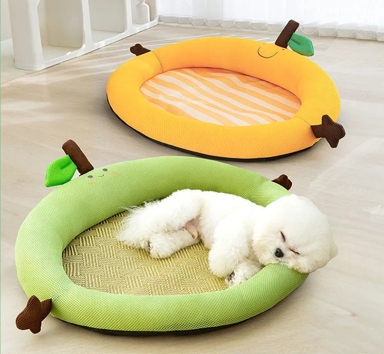 Green fruit-shaped pet cooling nest for dogs and cats