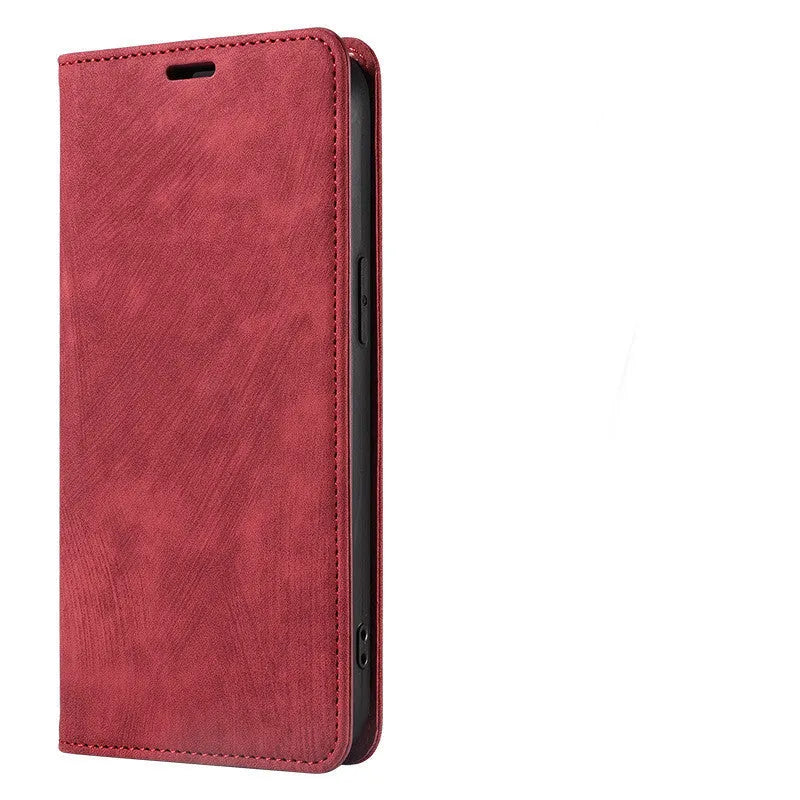 Magnetic flip phone case in leather and TPU for iPhone, shown in a solid colour.