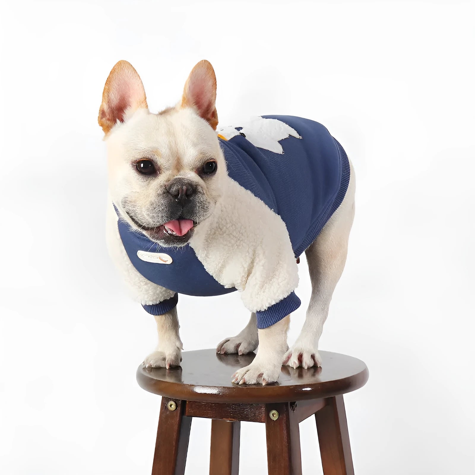 Dark blue fleece-lined winter dog jumper for large breeds sizes L to 4XL