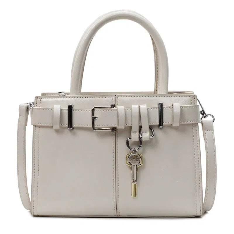 Women's PU crossbody bag in horizontal rectangle shape with three shoulder straps and phone pocket, 23x9x17cm
