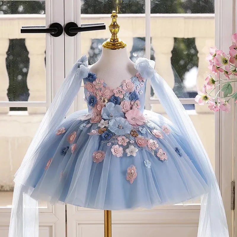 Sky blue FARCENT princess dress for girls piano performance stage wear
