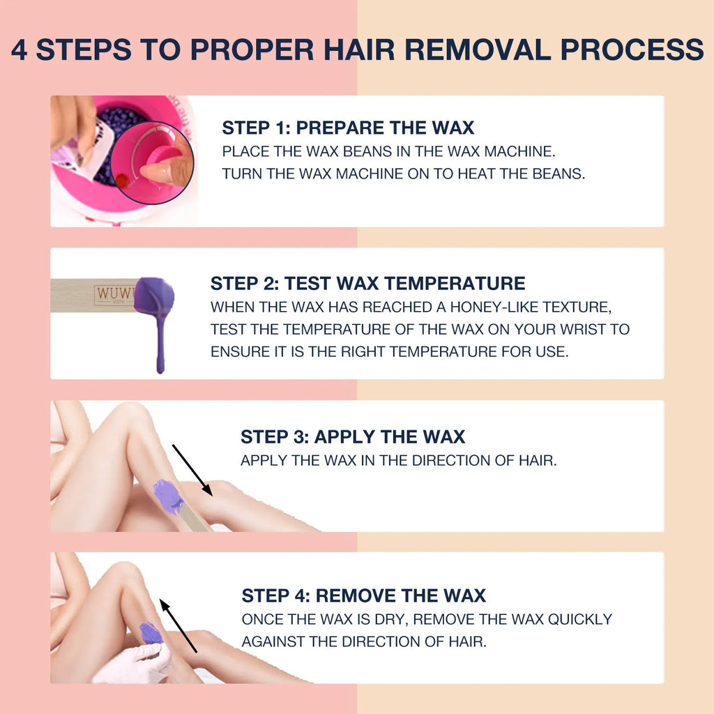 27-piece hypoallergenic wax hair removal kit with wax heater machine and four coloured wax beads