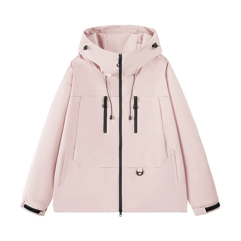 Dopamine three-proof outdoor couple's windbreaker in slim fit solid colour with zippered pocket, polyester lining, available in multiple colours