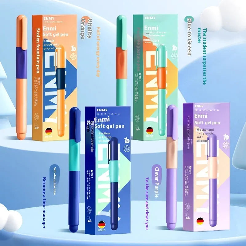 Student posture correction pen in blue, green gradient, purple, or orange with plastic shell and box.