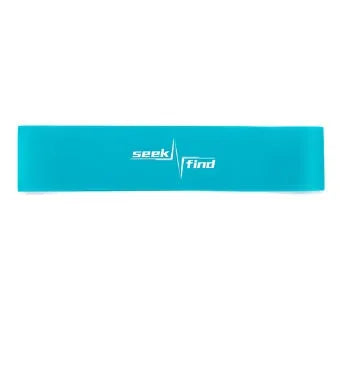 Blue rubber resistance band for glute and pilates home gym workouts