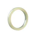 Close-up of a smooth, ice-like silk jade round bar bracelet on a wrist.