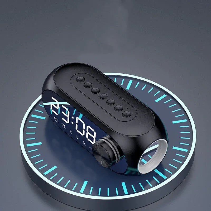 Extra bass portable mini clock speaker in black, white or blue with USB cable