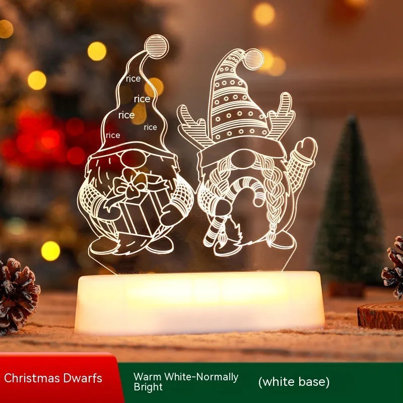 Acrylic 3D LED Christmas night light decoration with festive designs