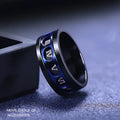 Men's titanium steel hip hop simplicity ring blue rose gold electroplated polished Korean style size 07-11