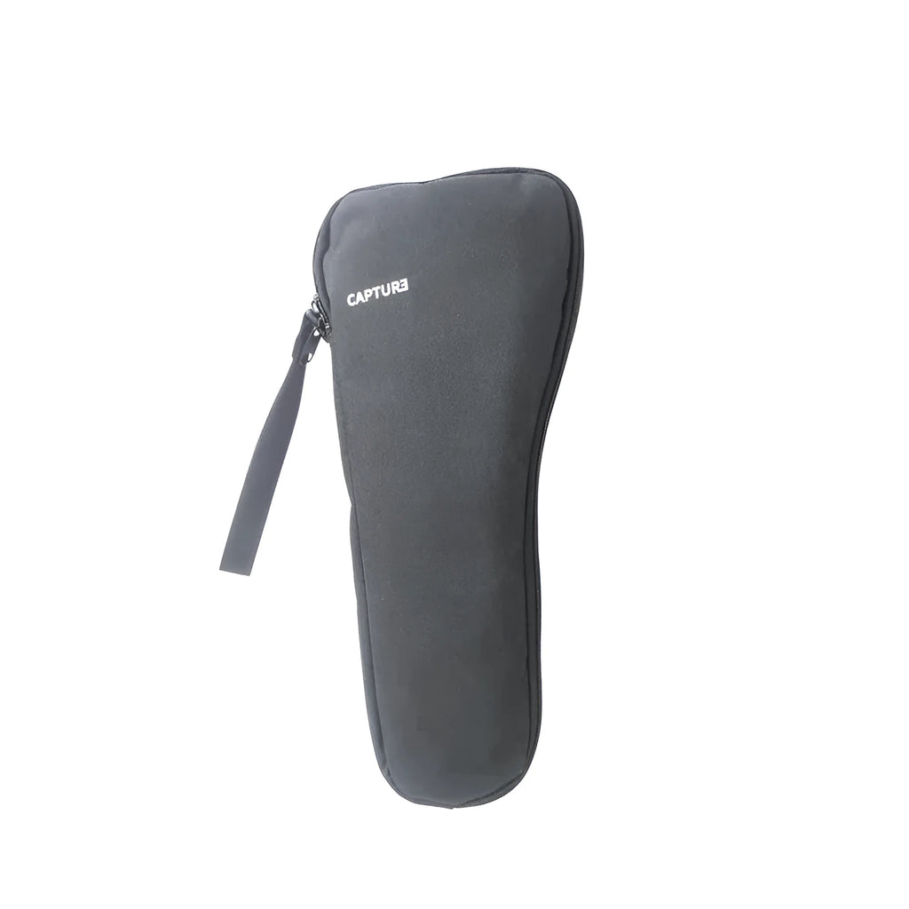 Black cloth zippered storage bag for a mobile phone stabilizer and camera accessories.