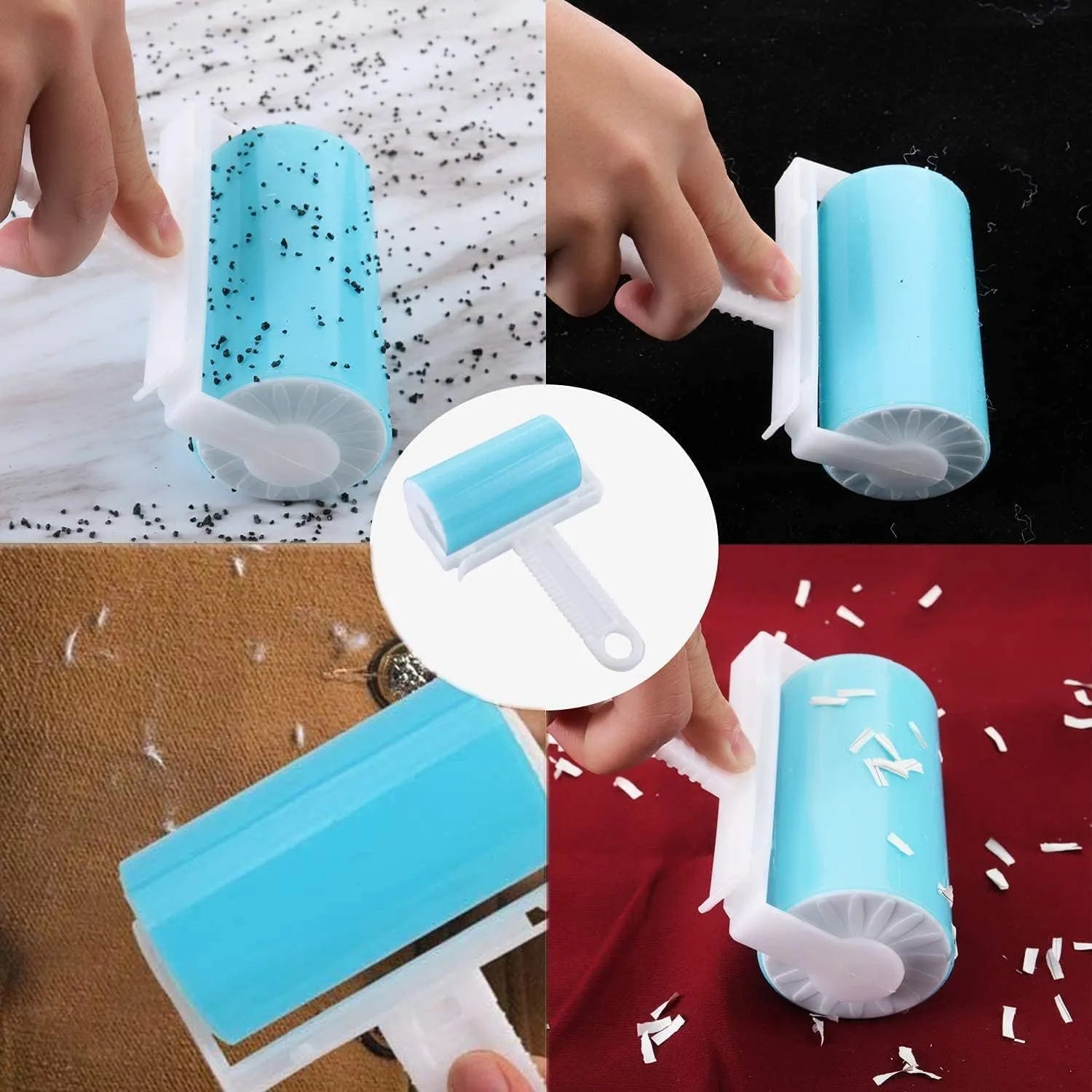 Washable lint roller with protective cover for pet hair removal from fabrics