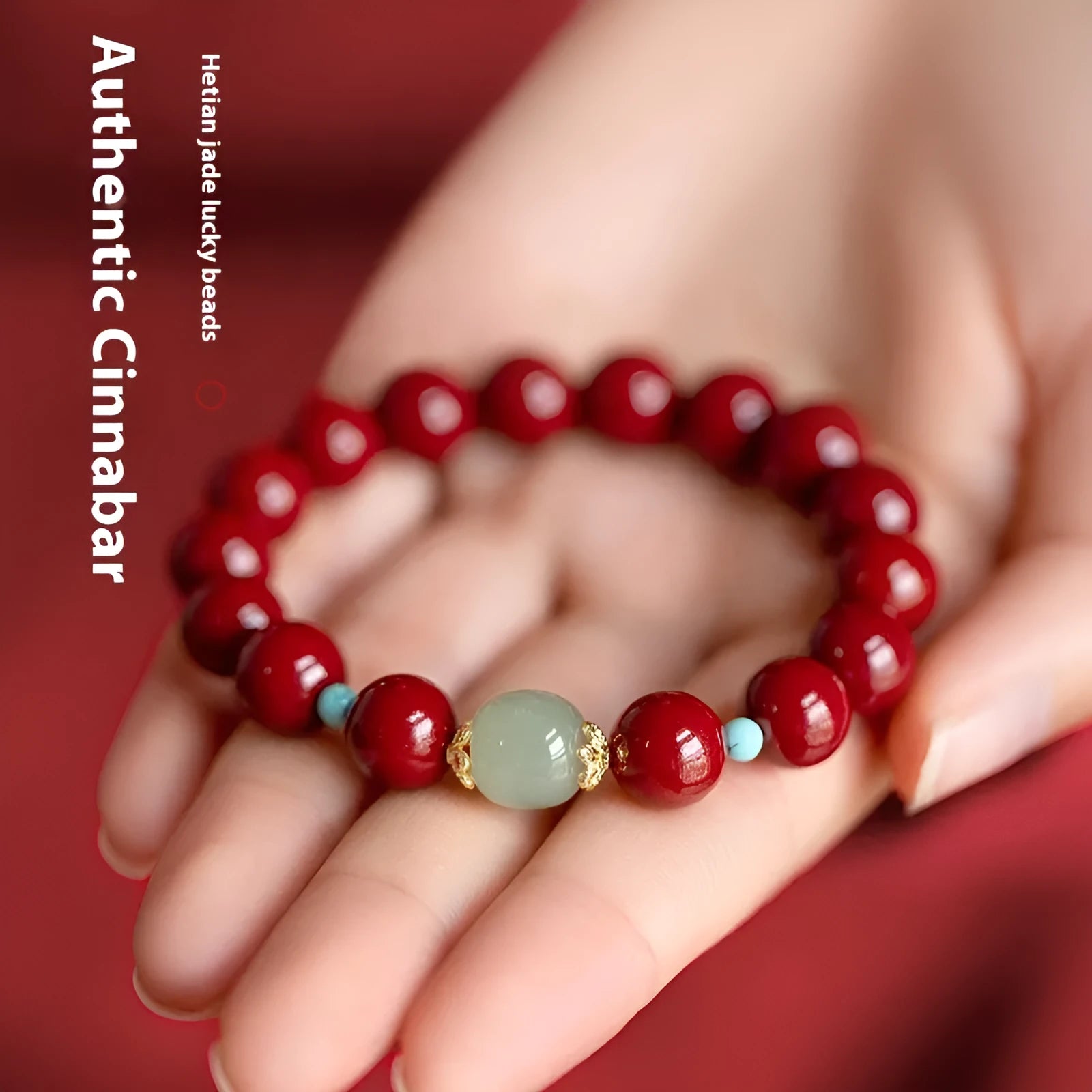 Cinnabar geometric bracelet with ellipse design in purple gold sand colour showing bead details