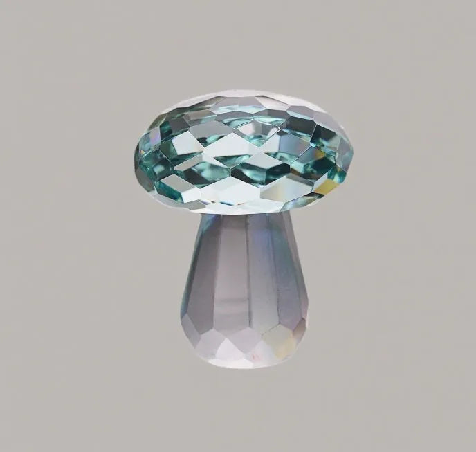 Colourful crystal mushroom decorative ornament in modern geometric style.