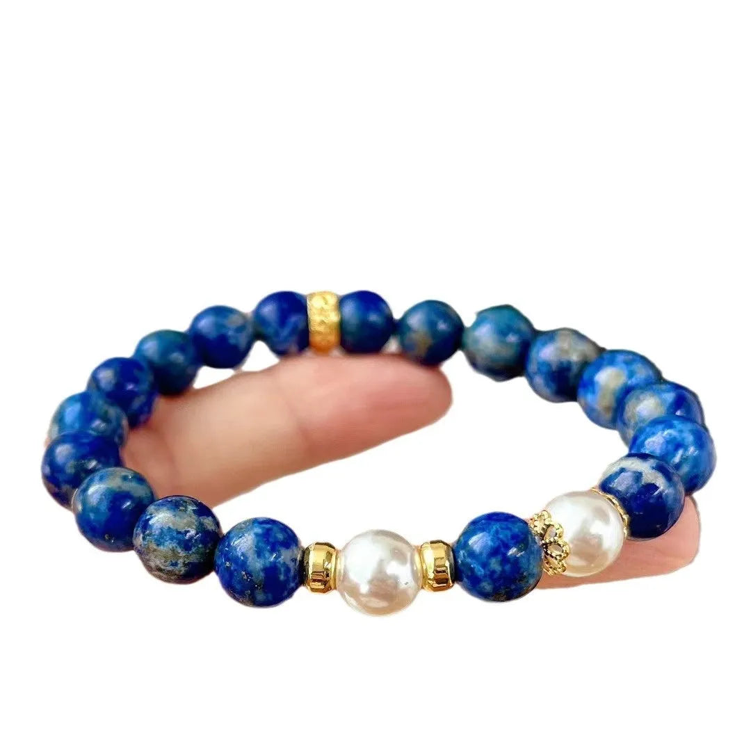 Lapis lazuli green gold stone bracelet with Chinese retro artistic style
