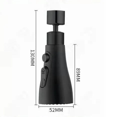 Universal pressurised faucet sprayer adapter with rotating head in silver finish