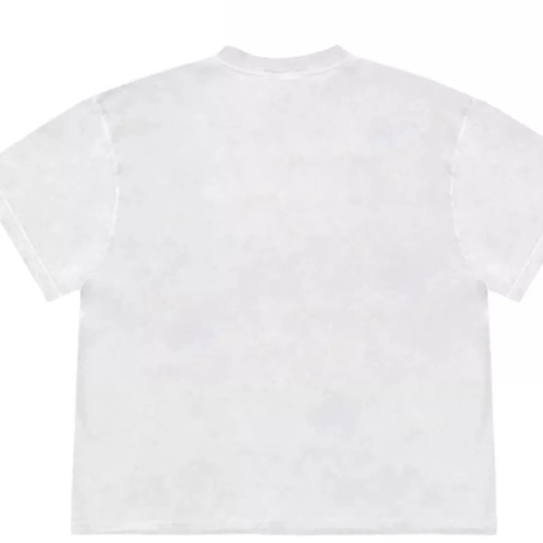 Blueberry fruit patchwork T-shirt with botanical flowers in Ice Oxygen Cotton fabric, loose fit with short sleeves