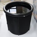 Black portable PVC ice bath with all-weather lid and included air pump accessories