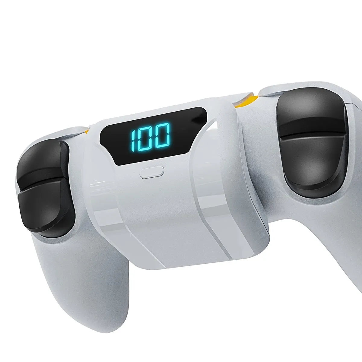 White PS5 controller battery pack 1500mAh with LED display and outer hanging bag