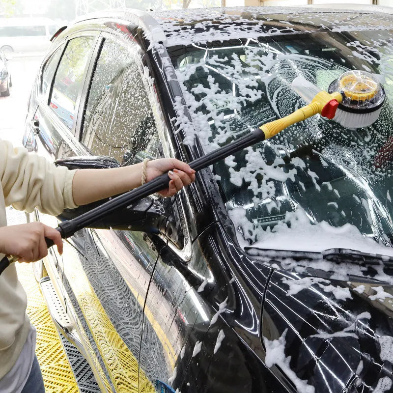 Yellow car wash mop cleaning tool with three-gear hydraulic control and combination brush head