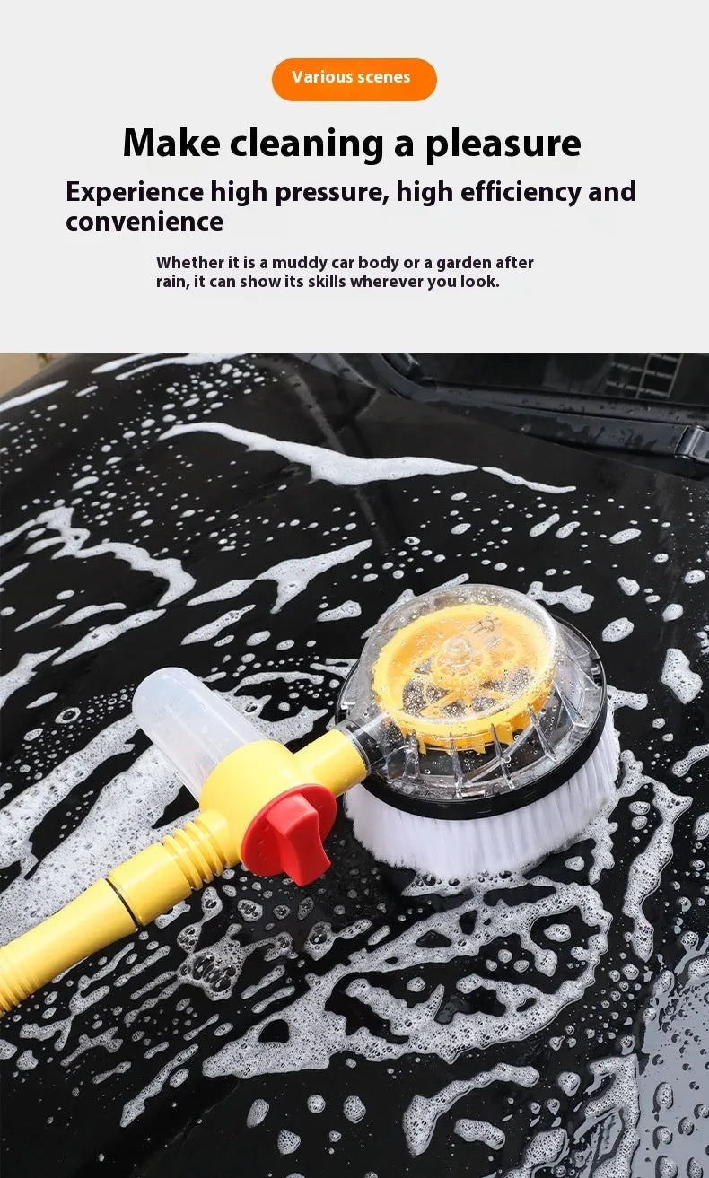 Yellow car wash mop cleaning tool with three-gear hydraulic control and combination brush head