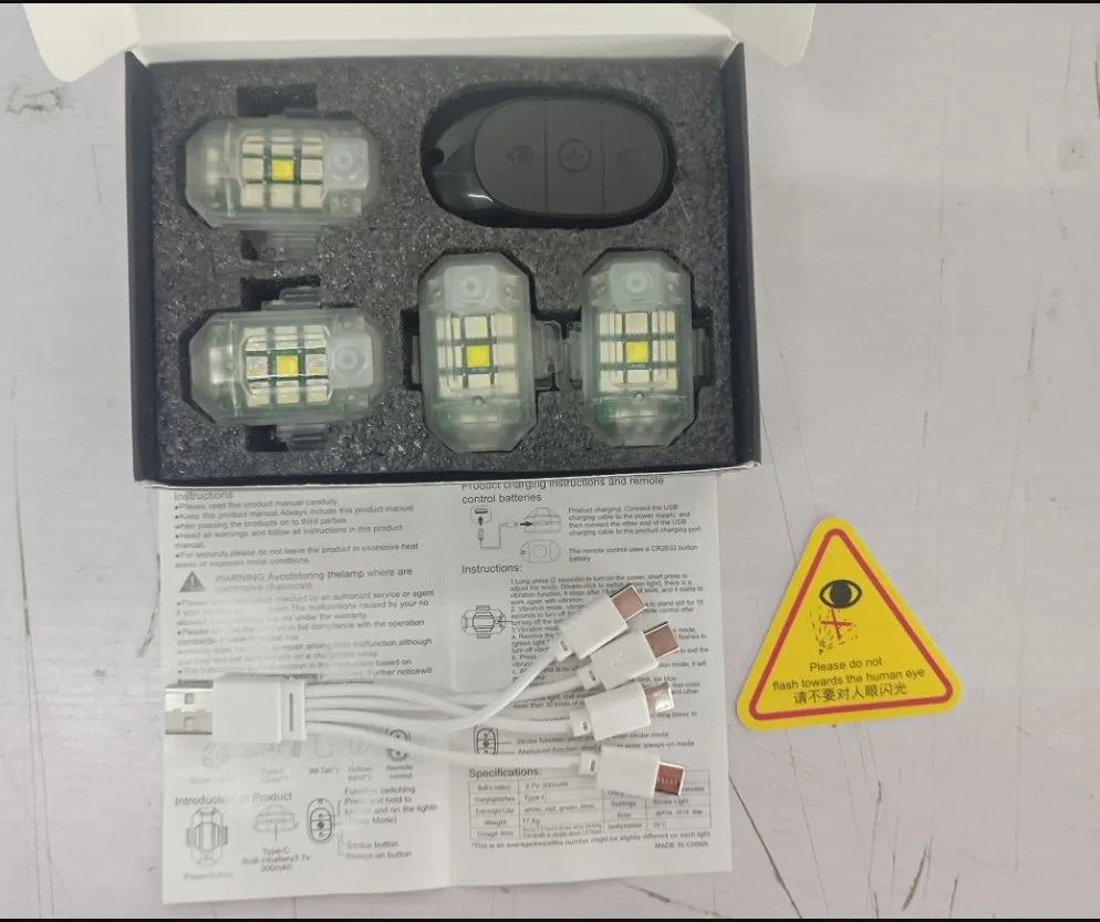 Strobe light remote control kit with four 5W LED lamps and ABS housing for vehicle modification