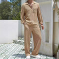 Men's casual shirt trousers suit set in polyester fibre fabric available in four colours