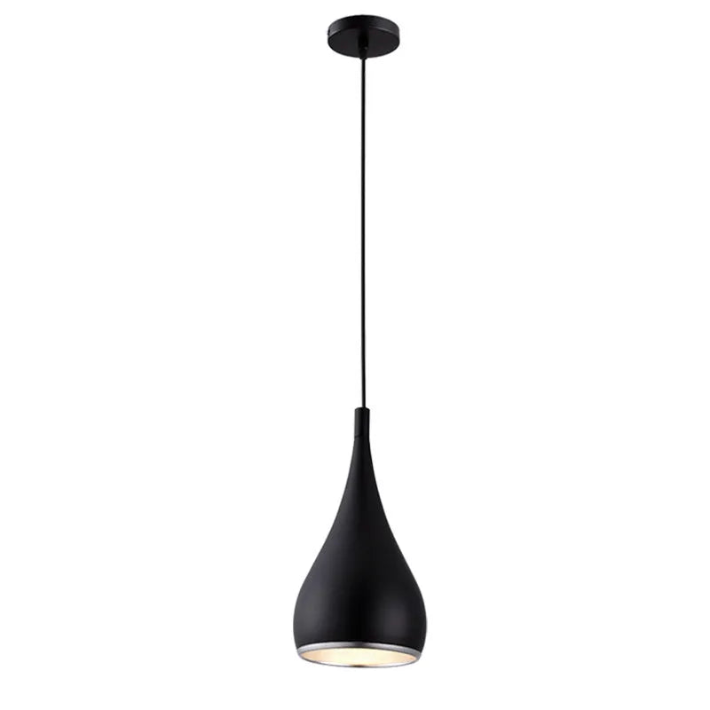 Iron restaurant chandelier ceiling lamp in black white or chrome finish with single or three head configuration