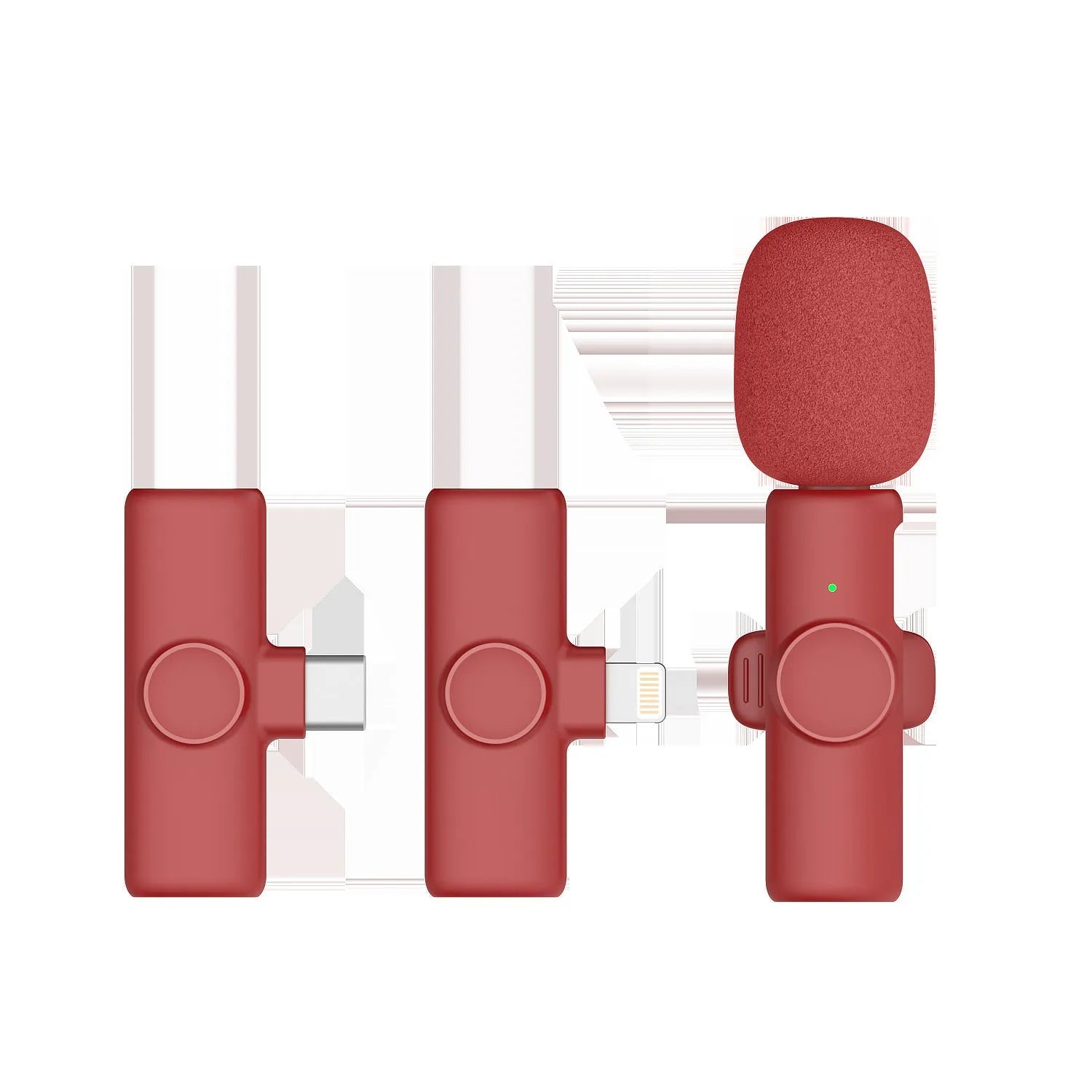 2.4g wireless microphone live sound card with receiver, shown in available colours: black, pink, red, white, yellow.