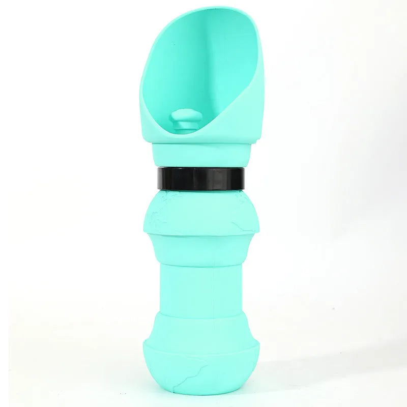 Collapsed and expanded silicone pet folding water cup in multiple colour options