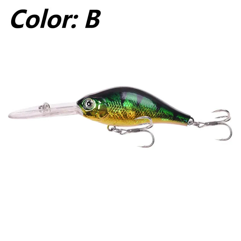 Little Fat Man deep diving fishing lure measuring 10.5 cm in length with long tongue board design